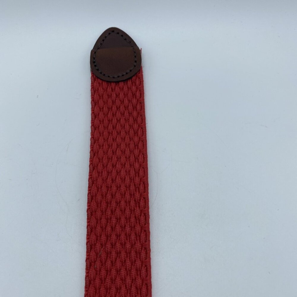 Red Woven Stretch Belt w/ Leather Tabs Men's Size 42 Made in USA - Picture 8 of 11